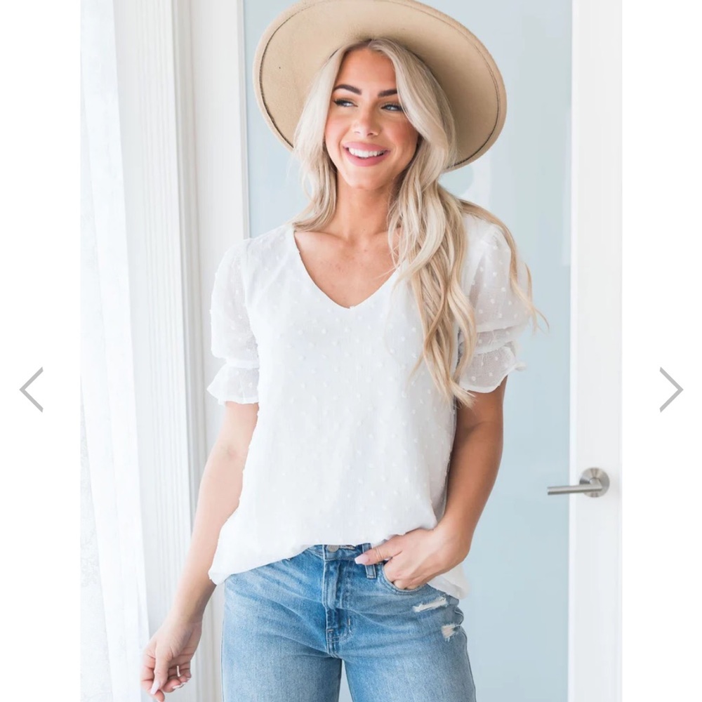 PINKBLUSH white swiss dot blouse
